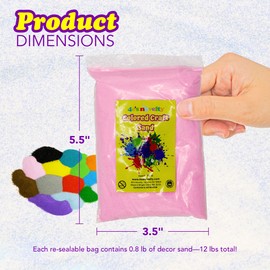 4E's Novelty Colored Craft Sand – 15 Bright Colors, 12 lbs Total, – 0.8 lb Bags, Non-Toxic Fine Grain Decorative Sand Art for Kids Craft, Bottle & Vase Filler, Teachers Classroom Supplies