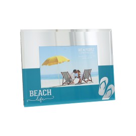 Pavilion Gift Company - Beach Life - 6" x 4" Horizontal Landscape Picture Photo Photograph Holder Frame Ocean Coastal Seaside Waterfront Boating Beach House Summer Home Decor Present