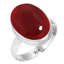 Jeweloporium 925 Sterling Silver Ring for Women Size W Red Garnet Quartz Gemstone Vintage Silver Ring Engagement Gift Solitaire Jewelry