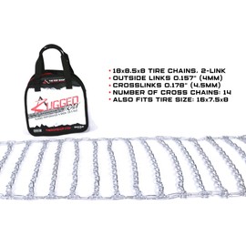 The ROP Shop | Pair of 2 Link Tire Chains 18x8.5x8 for Snow Blowers, Lawn & Garden Tractors, Mowers & Riders, UTV, ATV, 4-Wheelers, Utility Vehicles