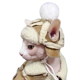 Cat Hats for Cats Only, Warm Cat‘s Beret Hat with Ear Holes, Pilot Cap Tiny Pets Party Costume, Cat Headwear Mini Hat SnugFit Sliding Toggles for Best Fit (Classic, Medium (10-15 lbs))