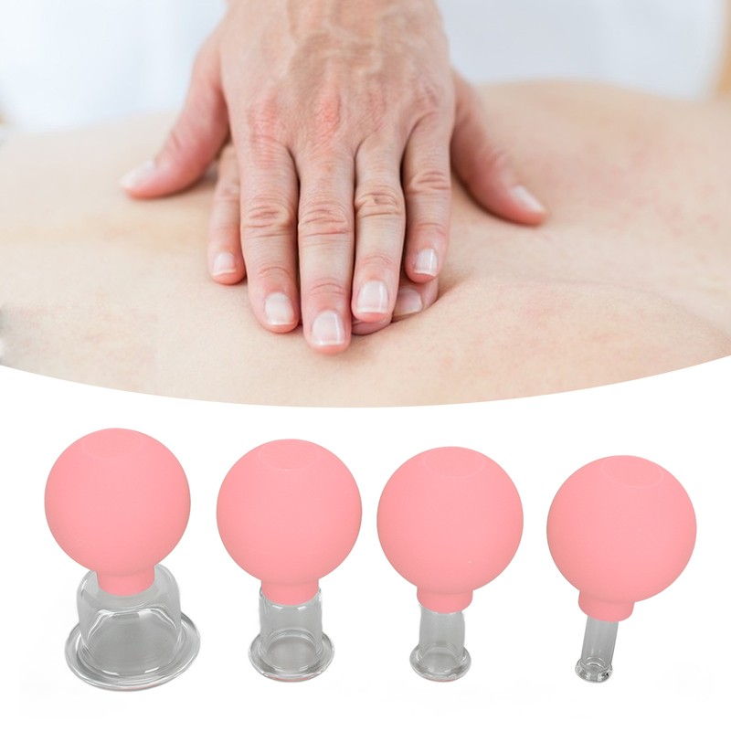 4pcs Glass Face Cupping Set Silicone Lymphatic Drainage Skin Lifting