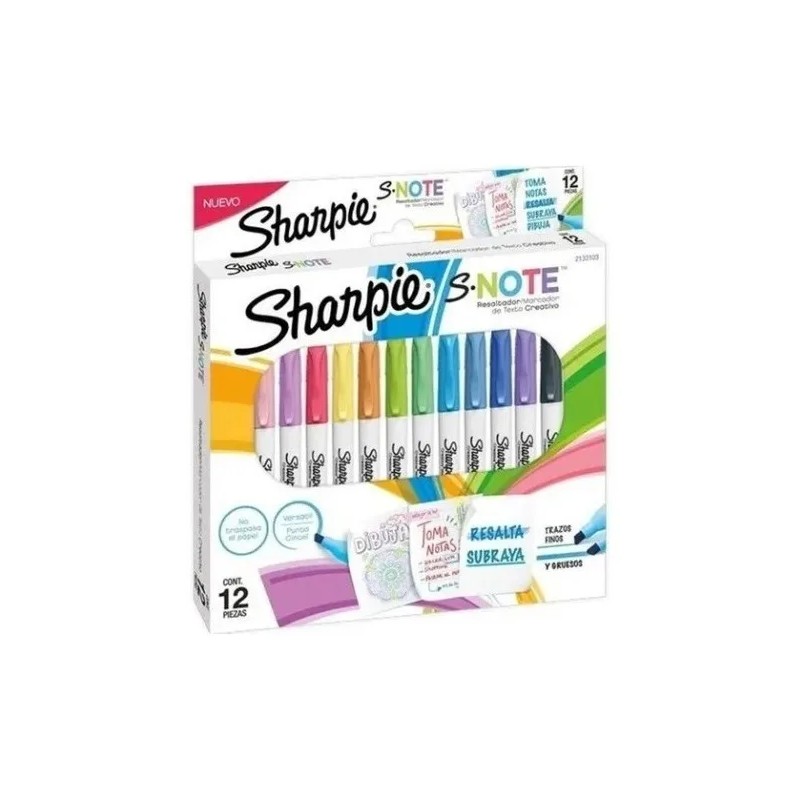 Pack x12 Marcadores Resaltador De Texto Sharpie S Note
