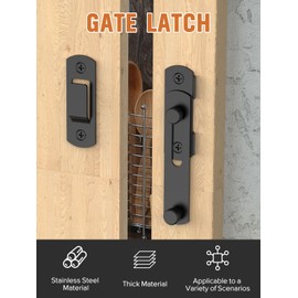 Sliding Barn Door Lock, Stainless Steel Gate Latches Flip Latch Safety Door Bolt Latch Lock for Wine Cabinet, Bathroom, Outdoor, Garage, Window, Garden, Closet Door (Black)