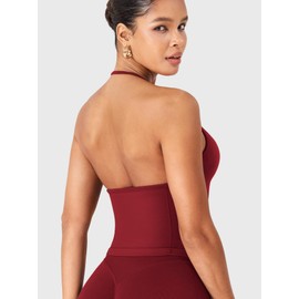 YEOREO SoftHue Impact Longline Strappy Top Women's Halter Workout Tank Tops Backless Gym Longline with Adjustable Strap