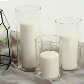 Koyal Wholesale Mercury Glass Cylinder Vases Set of 3 for Flowers, Floating Candles, Centerpiece Wedding Decor (Clear)