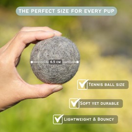 Miao and Woof 3-Piece 100% Pure Wool Dog Balls, Soft, Durable, Wool Felt Toy for Dogs & Puppies, Chew-Resistant, Perfect for Exercise, Playtime Outdoor and Indoor, Can Withstand Continuous Biting