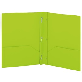 Plastic Folders with Pockets and Prongs Green - Two Pocket Folder with Brads - 3 Prong Folders with Pockets for Letter Size Sheets, Also Available in Blue, Purple, Red, Pink, and Grey, 1 Pc –by Enday