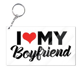 Buudiep Design I Love My Boyfriend I Heart My BF Keychain Anniversary, Birthday Valentine Gifts Acrylic Keychain