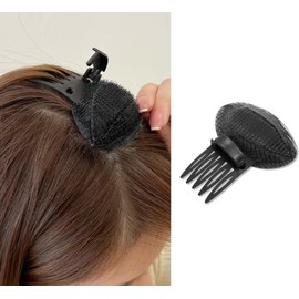 2 Pc Black Hair Puff Cushion and Volume Bun Shapers - Invisible Sponge Clips, Bump It Up Bases and Princess Style Crown for Women and Girls Hair Accessory (Black, One size)