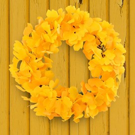 Ginkgo Leaves Wreath Artificial Wreath Autumn Wreath Fall Wreath Festival Wreath Simulation Floral Wreath for Wedding Holiday Front Door Decor Housewarming Gift