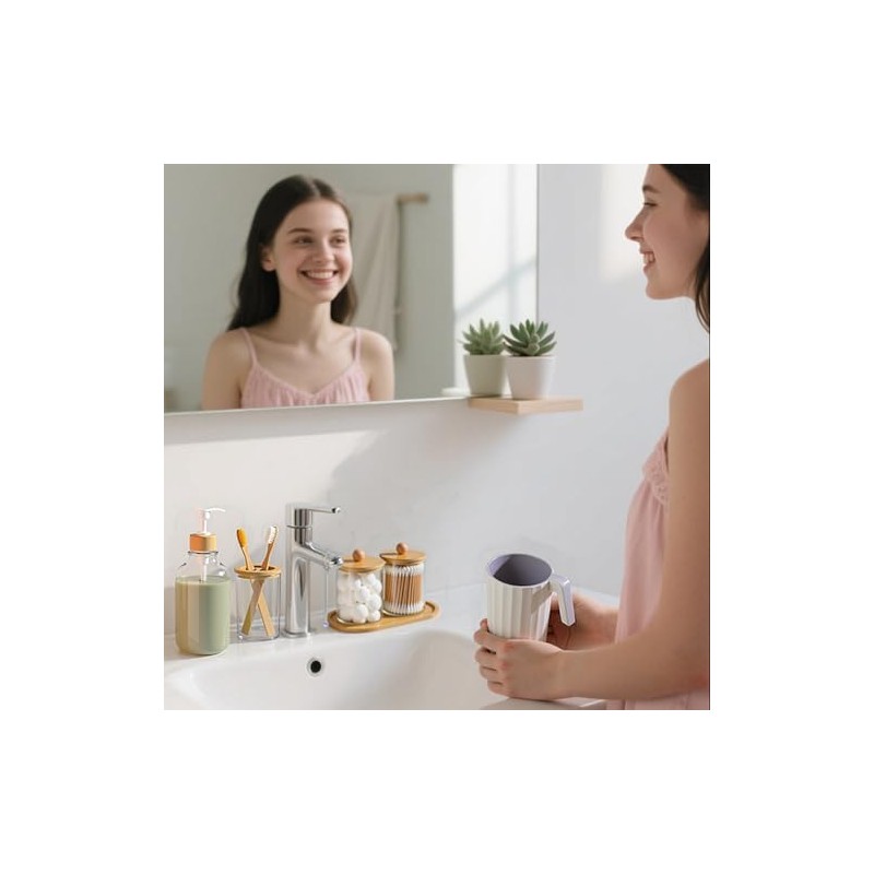 Paquete de 5 accesorios de baño de bambú con bandeja,