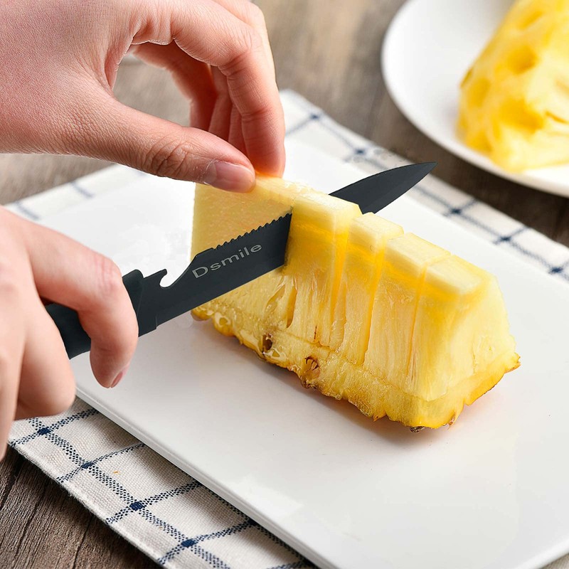 Dsmile 4 PCS Kitchen Knife Set,Black Stainless Steel Knives with