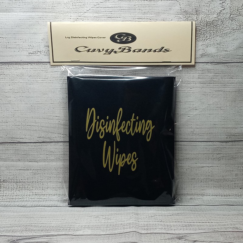Decorative Cleaning Wipes Cover Gold Script (Small, Black)