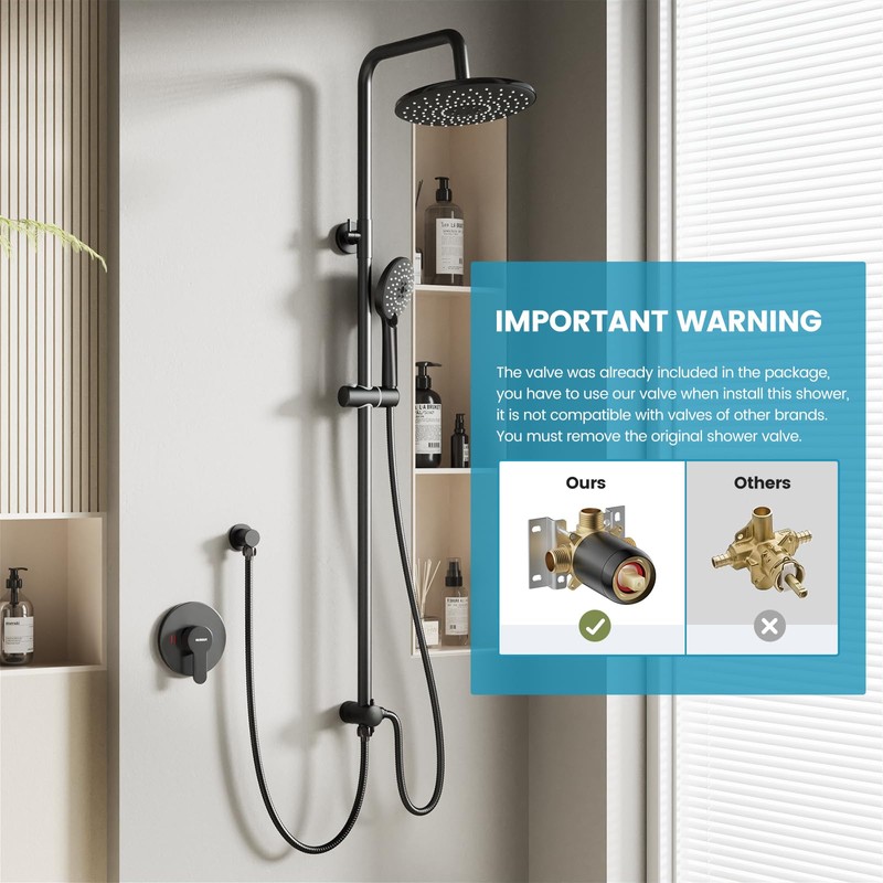 Hurran Shower System with 10 Inch Rain Shower Head and