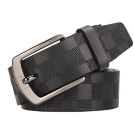 ASPALAND Men's Checkered Cow Leather Belt, Business and Casual, Belt Length, Adjustable by Yourself, Box Included, Braun