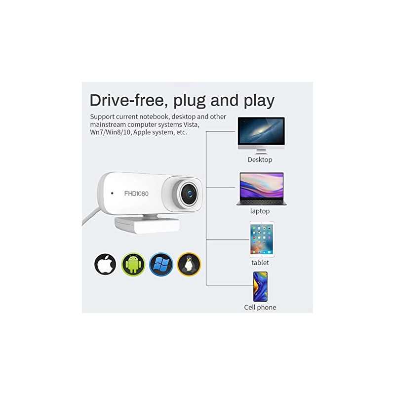 Web Camera Autofocus 1080P Webcam Cover HD Web Camera with