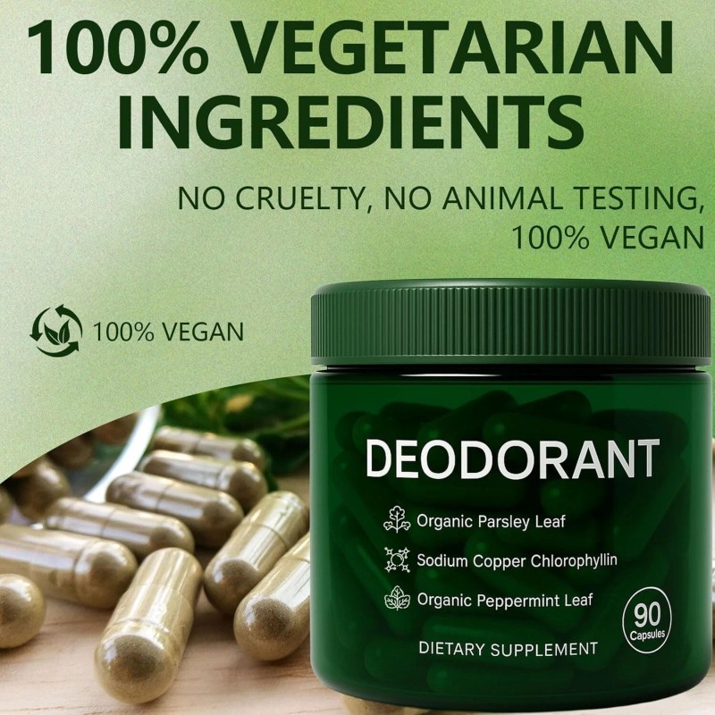 hanachi Body Deodorizing Supplement - Mint, Parsley & Chlorophyll Capsules