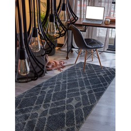 Custom Size Hallway Runner Rug Trellis Grey Color 31 inch Wide Select Your Length Non-Slip (Skid Resistance) Rubber Backing 7 feet x 31 inch (Color Options Available)