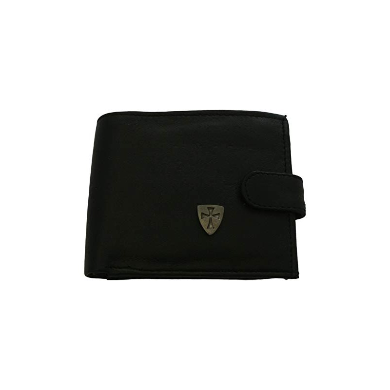 Templar Shield Black Leather Mens Wallet RFID Protection