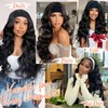 BARSDAR Natural Black Wavy Headband Wig - 26 Inch Long