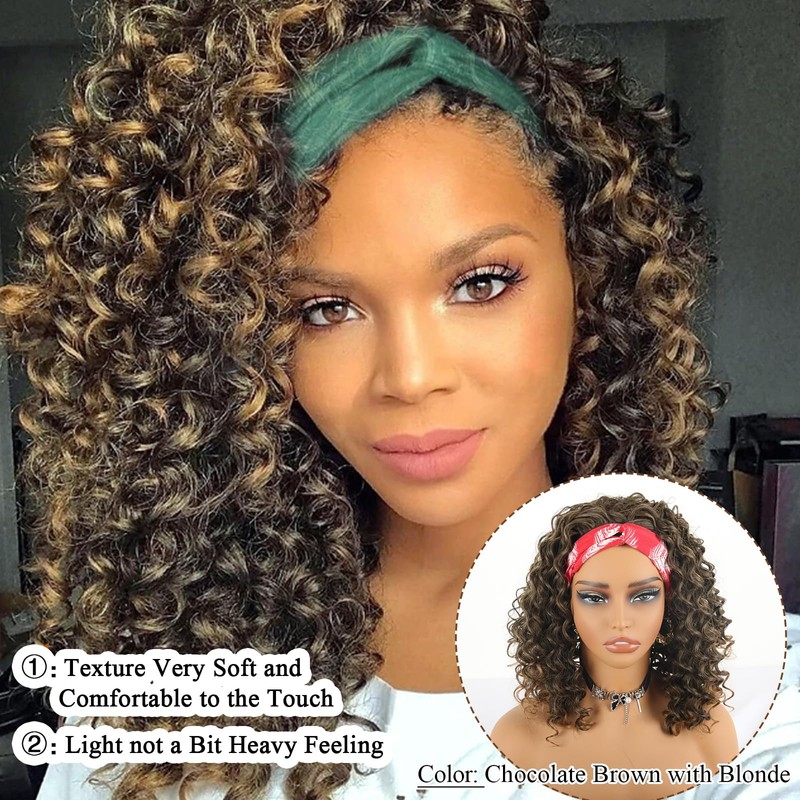 Aisaide Headband Wig 14 Inch Kinky Curly Headband Wigs for