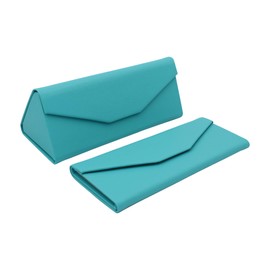 Real Sic Glasses Case for Men and Women - Magnetic Folding Hard Shell Sunglass Holder - Vegan Leather Eyeglass Protector, Variety of Styles Inspired by Solid Color - (Teal Blue)