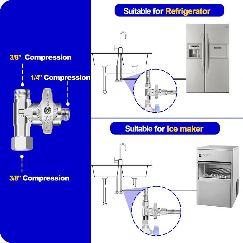 Tee Stop Valve - 3/8 Comp x 3/8 Comp x