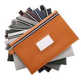 Premium 7-Piece Bank Bag Set - Heavy-Duty Zippered Faux Leather Cash Bag, Deposit Bag, or Tool Pouch - Water Resistant, 7 Earthy Colors - Bank Deposit Bag, Pencil Pouch, Coin Bag, Zipper Pouch