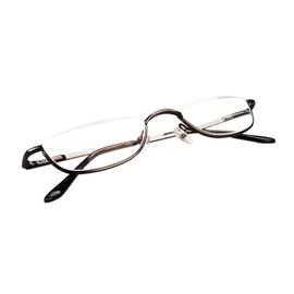 Inlefen Unisex Halbmond Halbrahmen Lesebrille Metall Material rahmen Frühling Scharniere Brillen (Rotguss/+3.0)