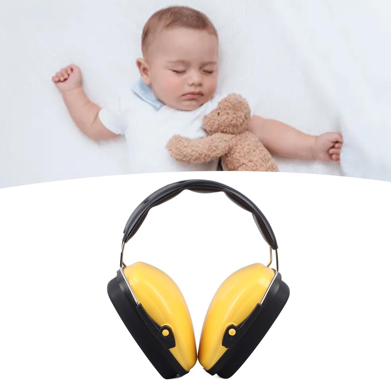 Yellow Baby Ear Protection Noise Cancelling Earmuff Efficient Foldable Adjusting