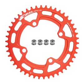 FOMTOR 104 BCD Chainring 46T 7-12 Speed Compatible CNC 7075 Aluminum Narrow Wide Tooth Round Chainrings for MTB/Road Bike Ebike Chainwheel Red