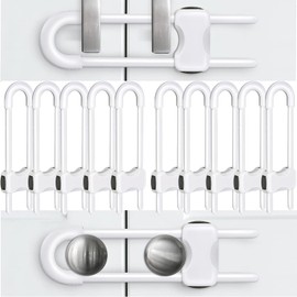 Baby Proofing Cabinet Locks, U-Shaped Child Locks for Cabinets, Cabinet Locks for Babies,Child Proof Cabinet Latches,Child Safety Cabinet Locks (10-white)