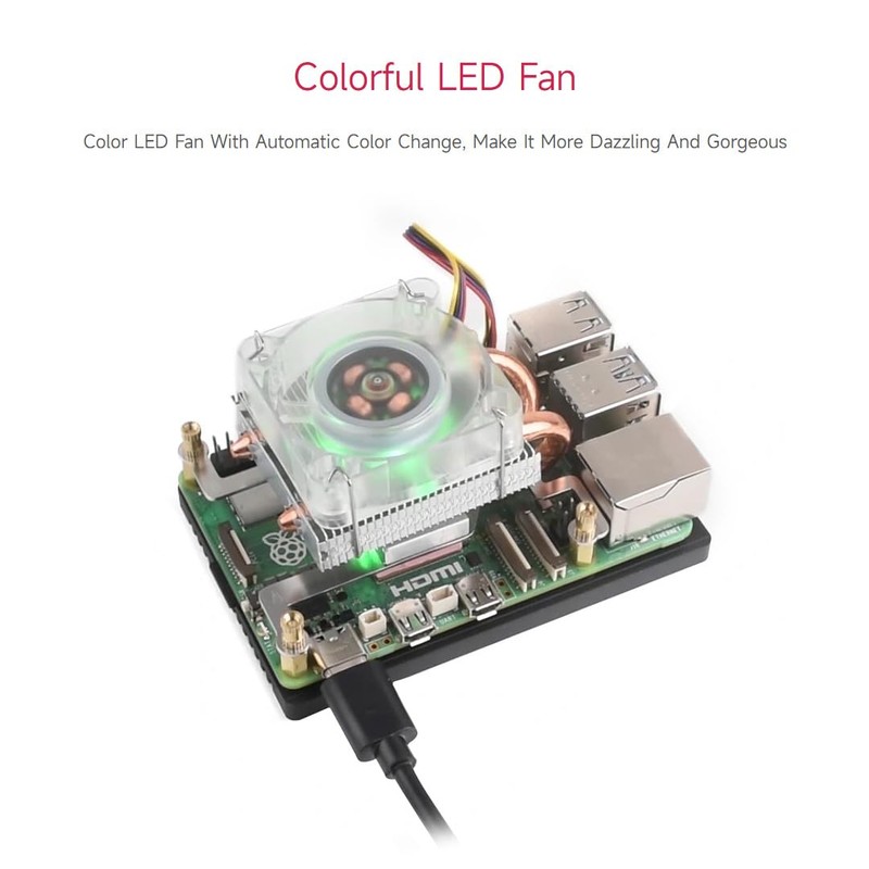 Waveshare Low-Profile ICE Tower CPU Cooling Fan, Compatible with Raspberry