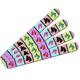 Cute Shoes Pattern Heels Boots Wedges Maryjanes Set Double-Sided Nail File Emery Board Set 4 Pack