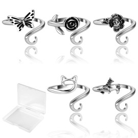 MARFOREVER 5 Pcs Crochet Rings for Crocheting Adjustable Crochet Tension Ring for Fingers Knitting Crochet Loop Ring Yarn Guide Knitting Crochet Accessories for Mother Grandma Gifts with Box