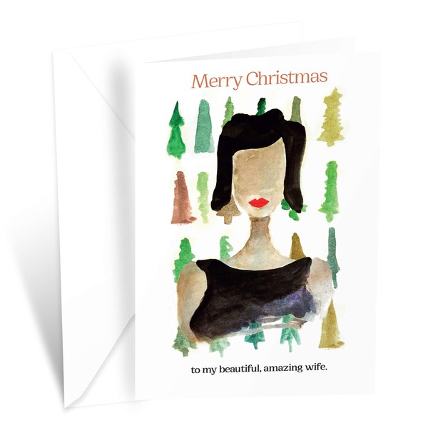 Christmas Card Wife Romantic | Made in America | Eco-Friendly | Thick Card Stock with Premium Envelope 5in x 7.75in | Packaged in Protective Mailer | Prime Greetings