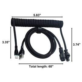 Yoqanr Braided Coiled USB C Cable Keyboard, with Detachable Baked Enamel Aviation Wire Coiled Keyboard Cable, Gaming Accessories 6-Feet (1.8m) USB-C to USB-A (Black)