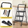 KINGRACK 3 Step Ladder, Sturdy Steel Step Stool with Anti-Slip