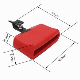 SEAFRONT Percussion Cowbell for Drums, Adjustable Holder, Plastic Cowbell Drums, Musical Percussion Block, Latin Drum Instrument (Red)
