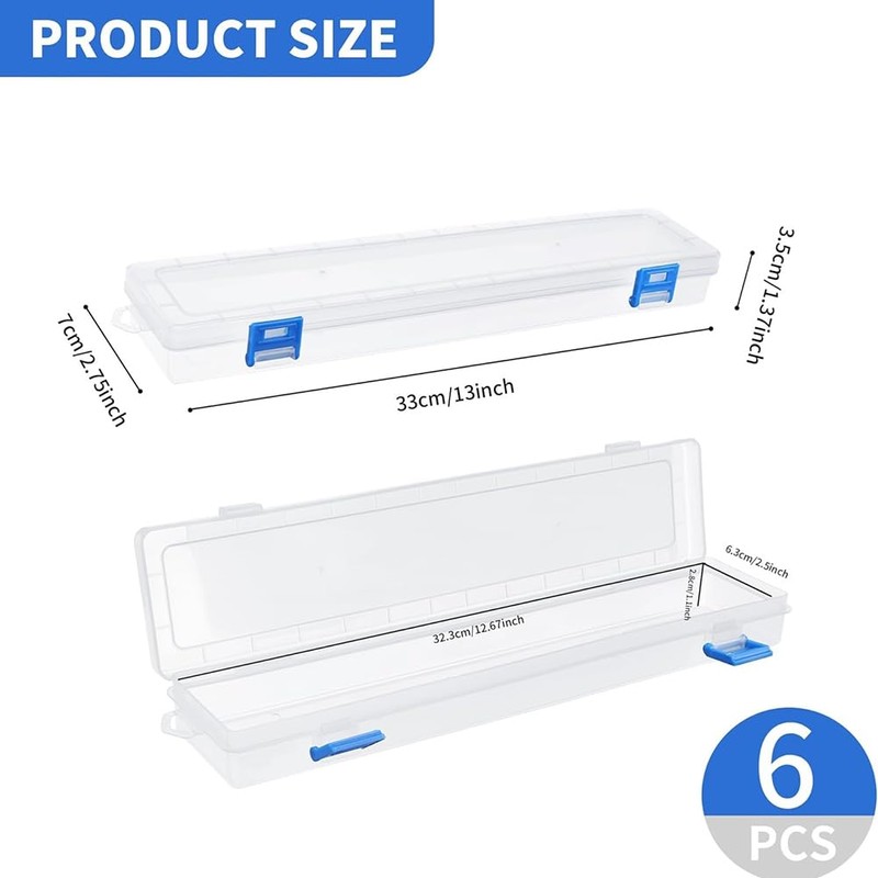 Mircube 6Pcs Plastic Paint Brush Storage Box,13 Inch Clear Paint