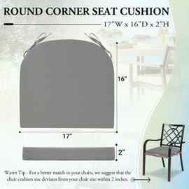 Wellsin Outdoor Chair Cushions for Patio Furniture - Patio Chair Cushions Set of 4 - Water Resistant Round Corner Outdoor Seat Cushions 17"X16"X2", Light Grey