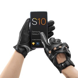 MGGMOKAY Men's Leather Car Gloves Touchscreen Leather Gloves Unlined, Brown (touchscreen)