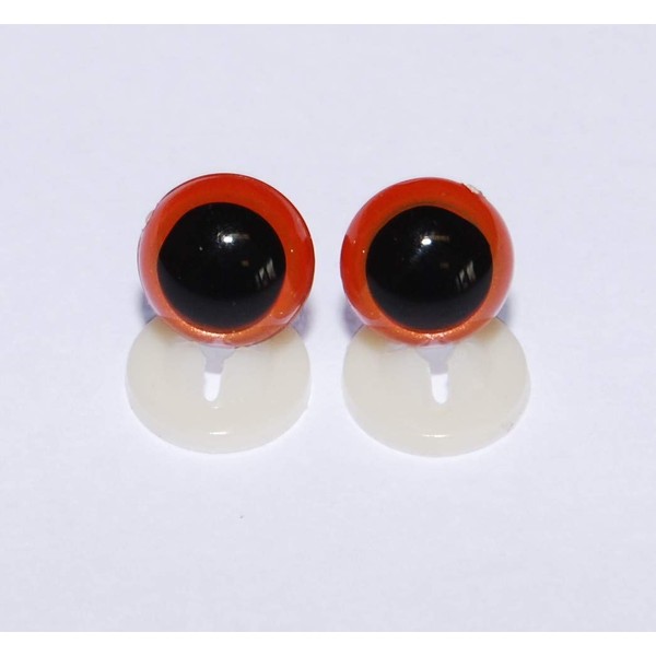 celloexpress 10mm GLASS LIKE Orange Eyes with Plastic Backs -