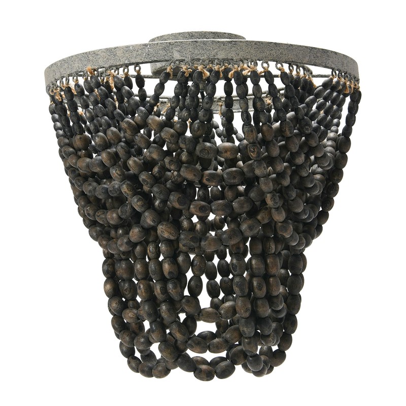 Creative Co-Op 2-Tier Draped Wood Bead Semi-Flush Mount Ceiling Light