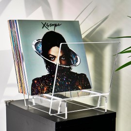 Honygebia Acrylic Vinyl Record Holder, Storing Collection of 40 Premium LPs