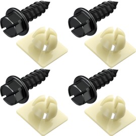 PRIME AVE Black Oxide Stainless Steel License Plate Screws w/Nylon Inserts for Securing Front & Rear License Plates, Frames & Covers – License Plate Fasteners Fit Most Domestic Vehicles (Set of 4)