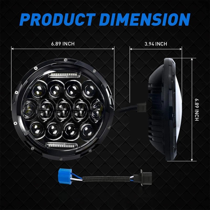 Unbranded Pair Newest 7inch Round LED Headlights Hi/Lo Beam for