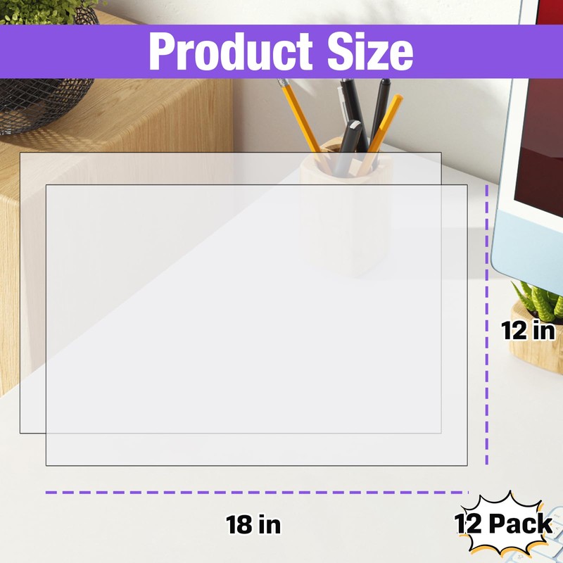12 PCS 12 x 18 Inches Clear Quilting Template Plastic