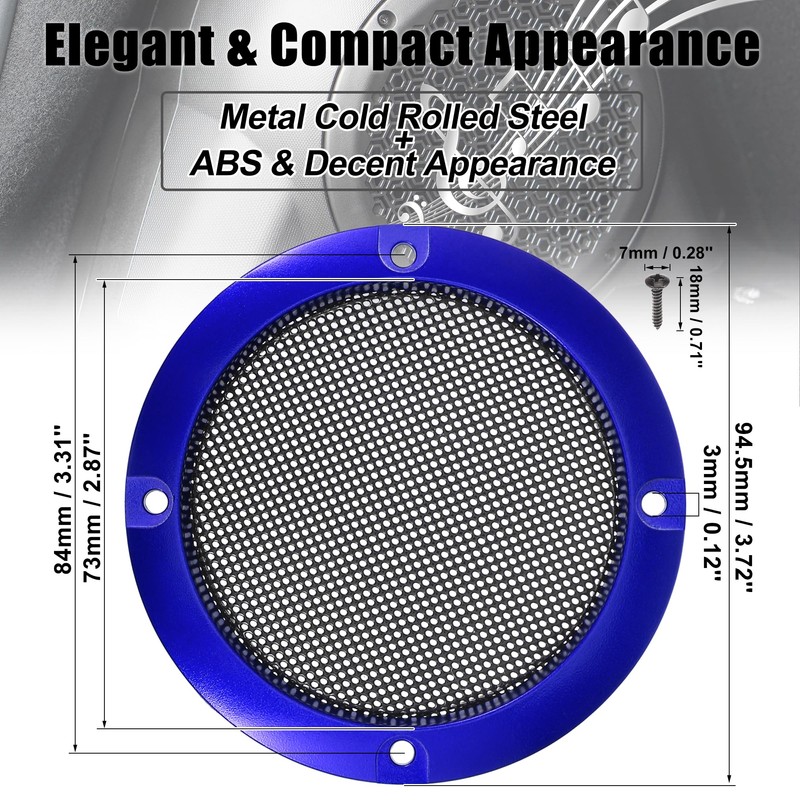 X AUTOHAUX 2pcs 3" Blue Car Audio Speaker Cover Mesh
